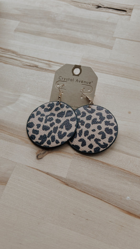 Leather Leopard Earring