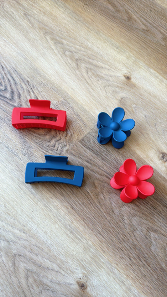 Box & Flower Hair Clips